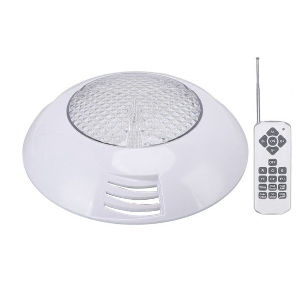 LED-bassenglys AC12V RGB-fjernkontroll IP68 vanntett høy gjennomstrømning holdbar ABS PC akvarium bassenglys 12W