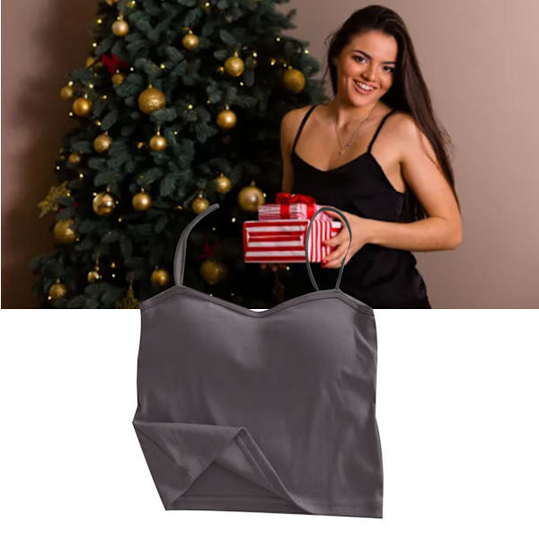 Kvinners Enkle Sports-Camisole med Polstring Elegant og Stilig Spaghettistropp Tanktopp for Løping Mørk Grå Fri Størrelse for 40-65kg