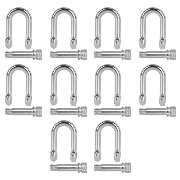 10 stk U-formet spenne i sinklegering, D-ring lås, bue-spenne for paracord armbånd, rund hode