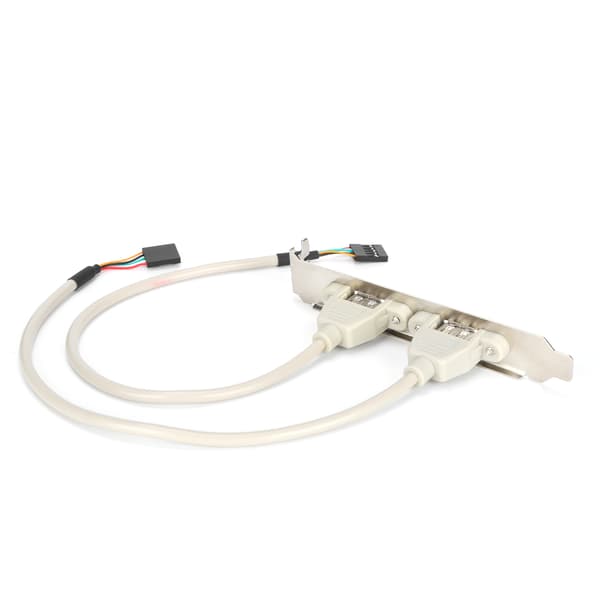 Frontpanelutvidgning 2 portar USB 2.0 Plug and Play med fästplatta för kortplats, panelkabeladapter