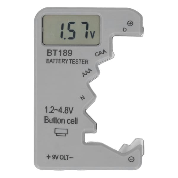 Digital batteritester sanntids LCD-skjerm Universal grått ABS-hus batterikontroll for deteksjon