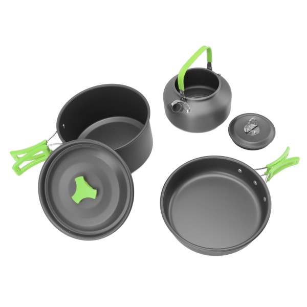 Udendørs Camping Grydesæt med service Non Stick Camping Køkkengrej Kit til Picnic Fishing Green