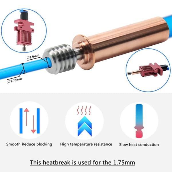 CR 6 SE 3D Printer Tilbehør - Bimetal Heat Break Dyse Halsrør (2 stk)
