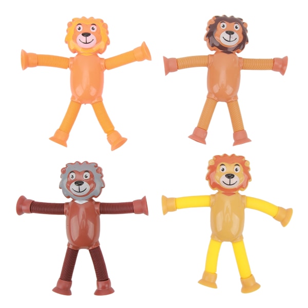 4 STK Teleskopisk sugekopp leketøy glødende søtt dyr pedagogisk stressavlastning sensoriske rør leke for barn og voksen løve