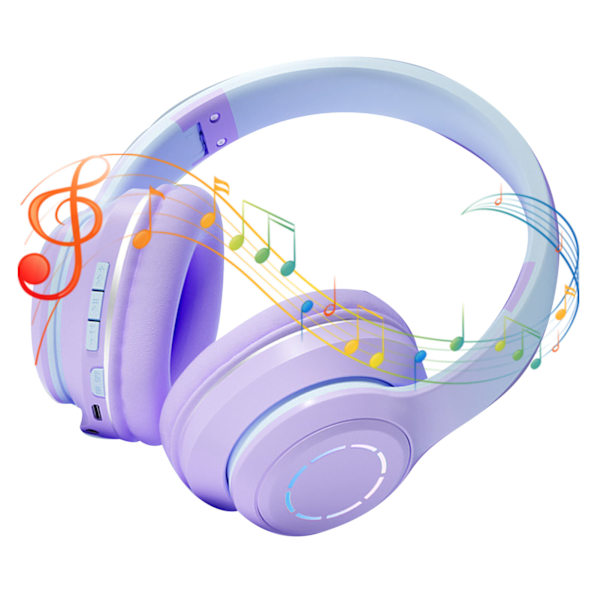 Trådlöst spelheadset Gradient BT5.2-anslutning Mjuka öronkuddar Färgglada lampor Spelheadset för stationär bärbar dator Lila