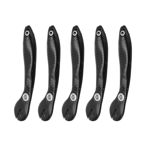 5kpl/ set 10cm 6g Pehmeä Viehe 3D-silmillä Enlarged Tail Coil Keinotekoinen Soft Loach -kalastusuheMusta
