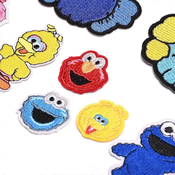 25 stycken Sesame Street broderade lappar, tecknade DIY sömnad/stryk-på lappar för jackor, jeans, byxor, kläder