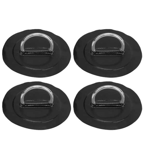4 stk oppustelig bådkajak DRing Pad Patch Marine Fast spænde med elastisk bungee ledning (sort patch)