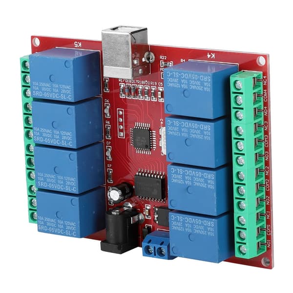 8-kanals 5V datamaskin USB intelligent kontrollbryter relémodul gratis driver