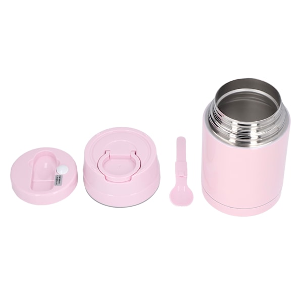 304 Rostfritt Stål Isolerad Matburk Läckagesäker Förhindra Glidning Bärbar Gryta Bägare med Sked för Utomhus Rosa 1000ml