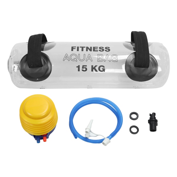 Vægttræningsvandtaske 15 kg fortykket PVC forhindrer skridning Oppustelig træningsvandtaske til fitness styrketræning