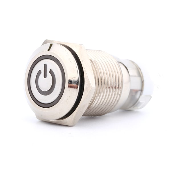 16mm 1NO 1NC Anslutning Metall LED on/off Strömbrytare Låsande Tryckknapp 12V