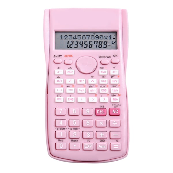 Vitenskapelig kalkulator 12 siffer 240 funksjoner Multifunksjon Stor Display Funksjonskalkulator med skyve hardt deksel Sakura Pink