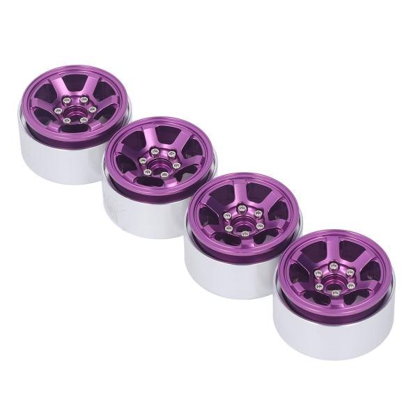 4 ST RC hjulnav set aluminiumlegering CNC RC hjul fälgnav för 1,9 tum däck slitbana lila