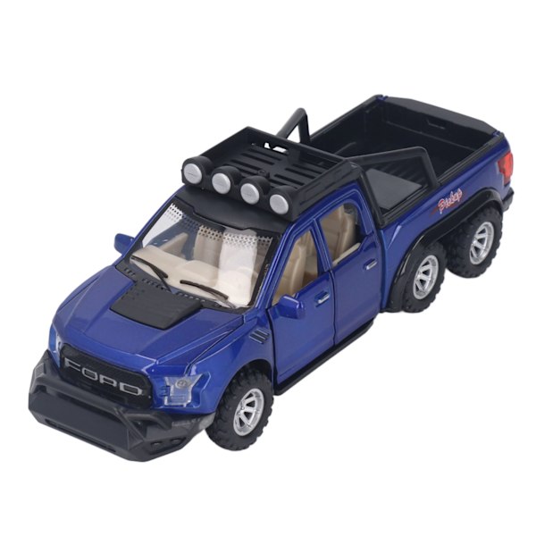 Vetoautolelu 1:28 mittakaavassa, seos ja muovi, vetävä mekanismi, pickup-autolelu lapsille yli 3-vuotiaille, juhliin, kotiin, sininen