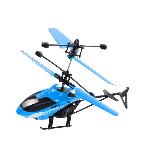 Kaukosäädinhelikopteri induktiohover RC-helikopteri valoa pudotusta kestävällä ladattavalla lentokoneen sinisellä