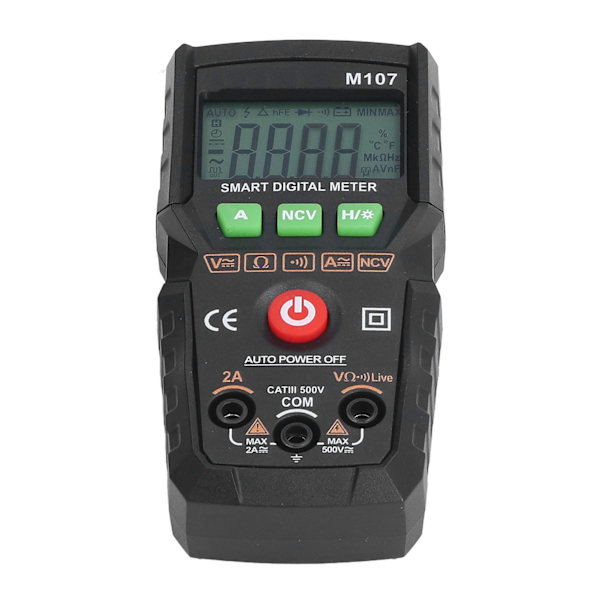 Digitalt multimeter fuldautomatisk multimeter AC DC spænding modstand kontinuitet dioder bærbar multimeter til test sort