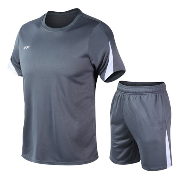 Kortärmade träningsoveraller för män Casual Loose Fit Joggingshorts och set för män för män Grå L