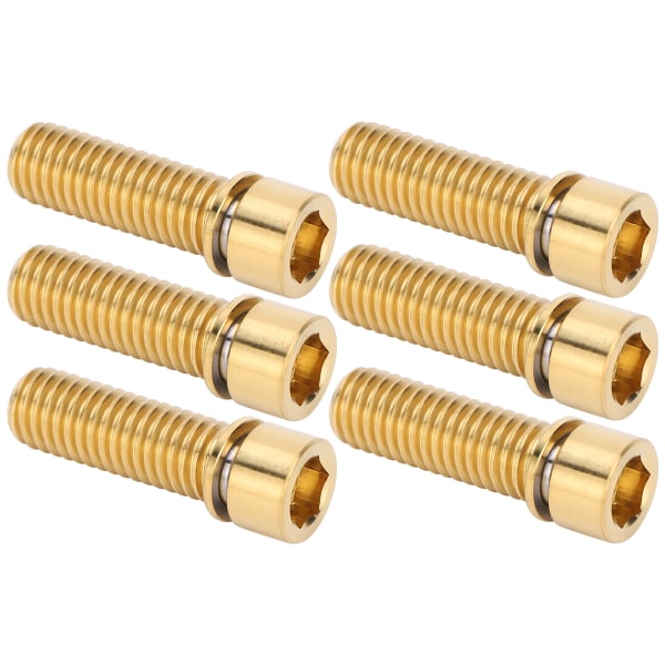 6 stk. M8x25mm Headset Stem Skrue Styrbøjle Bolt Titanium Legering Cykel Reservedel Tilbehør Guld