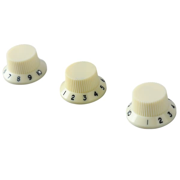 3PCS Potentiometer Vridknappar Ton Volymkontrollknapp Ersättning för Elgitarr Bas Elfenbensknapp Svart Text