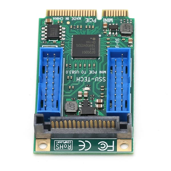 Mini PCIe til USB 3.0 Front Ekspansjonskort Dobbel 19PIN 10313 Kompatibel med Windows XP Vista 7 8 10 2003 Linux