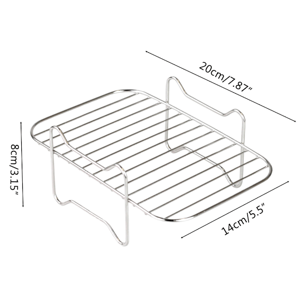 2 kpl ilmafriteerausritilää 304 ruostumattomasta teräksestä valmistettua kuivaustelinettä, jossa on 4 grillitikkua 8QT:n kaksoiskorilliseen ilmafriteerauskeittimeen