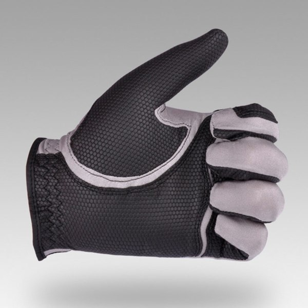 Golfvänsterhandske Polyester Hög elasticitet Andningsbar Tvättbar enkel golfhandske för män Kvinnor Svart Grå M