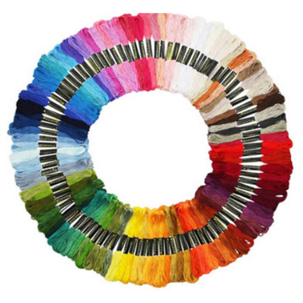 100 farver Broderitråd Polyester Bomuld Blød Farverig Broderitråd til DIY Håndværk Armbånd
