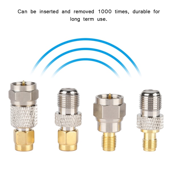 4 stk bærbar messing antennekontakt F til SMA Radio Converter Adapter