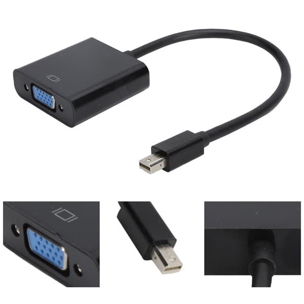 Mini DP Hane till VGA Hona Adapterkabel ABS för ThinkPad PC Dator Svart