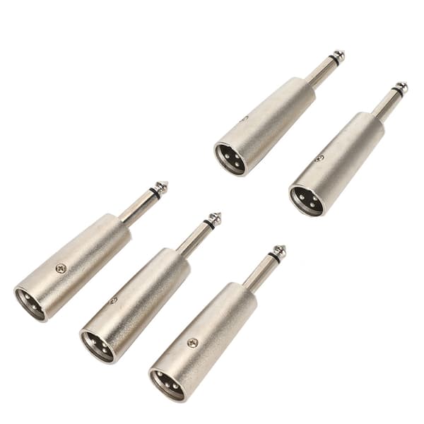 5 stk. XLR hann til 6,35 mm mono plugg lydmikrofonadapter