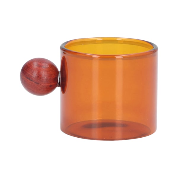 Kaffe Kop Multifunktionel Varmebestandig Simpel og Vintage Stil Glas Kaffe Krus med Træ Kugle til Kaffe Øl Te Amber