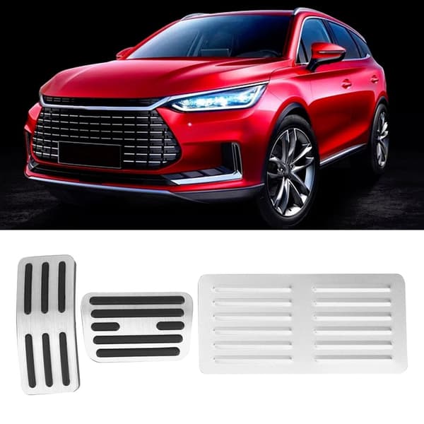 BYD Song Halkskydd Bromspedalskydd Aluminium Automatisk Växellåda Set Silver