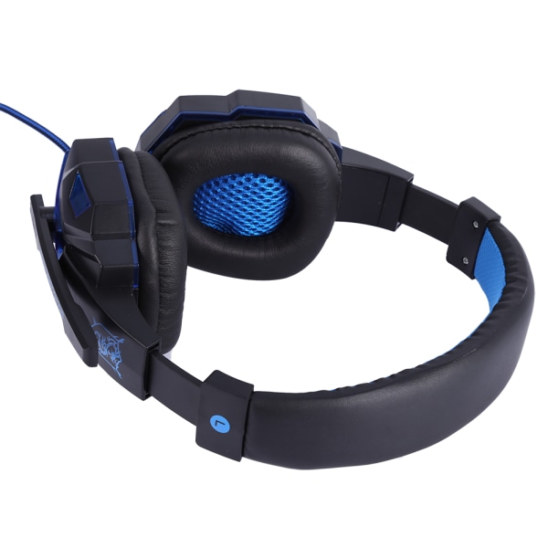 Stereospillhodetelefoner med mikrofon-headset med støyreduserende LED-lys blå