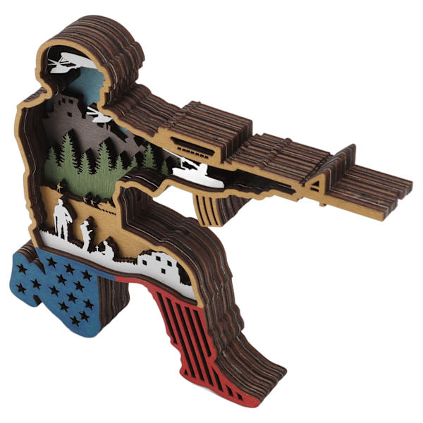 Uafhængighedsdag Træskæring Soldat Håndlavet 3D Soldat Ornamenter med Lys til Hjem Butikker Cafeer