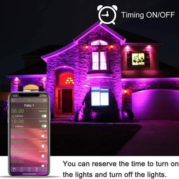 Udendørs LED-projektør, 15W Bluetooth Smart APP-kontrol, Farveskiftende