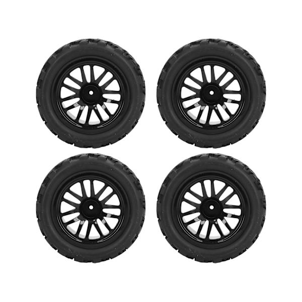 4kpl RC Renkaat Muoviset Mustat Kulutusta Kestävät Mikro-Crawler Renkaat Yhdistimillä Muttereilla 1/8 ja 1/10 Kauko-ohjattaville Autoille