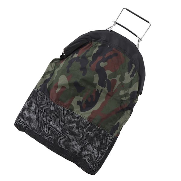 Fiskenet Taske Mesh Taske Rustfrit Stål Fjeder Nylon Camouflage Foldbar Stor Kapacitet Holdbar Oxford Klud Enhåndsbetjening til Fiskeri Dykning