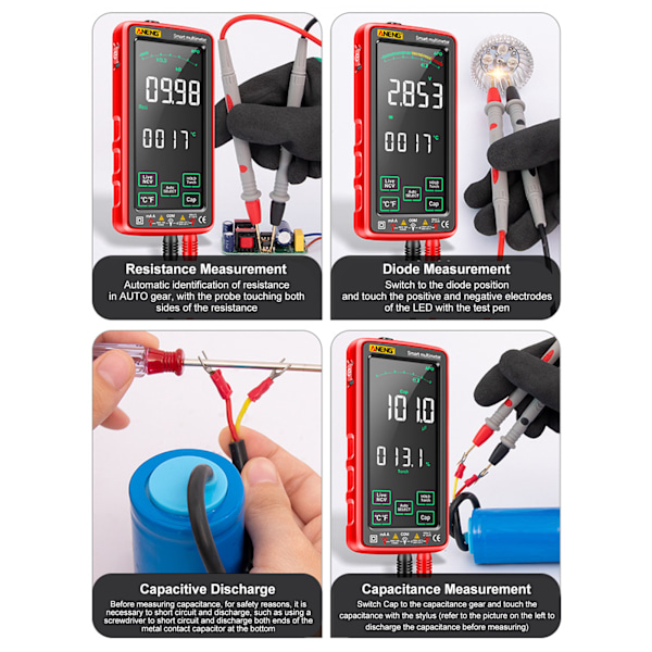 Digitalt multimeter med fuld skærm VA LCD automatisk rækkevidde modstandsspænding strømtester 6000 tællinger