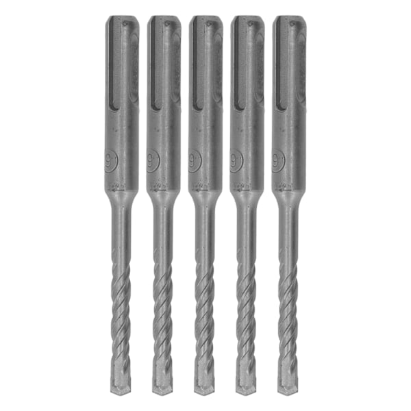 5 stk roterende hammerbor med hardmetallspiss, spiral 2 fløyter, slagbor for murstein 110 mm 6 mm/0,24 tommer åpen diameter