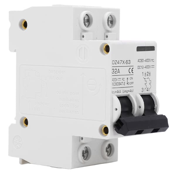 2P Miniature afbryder DIN-skinne montering afbryder til solsystem DC12-400V AC90-400V 32A