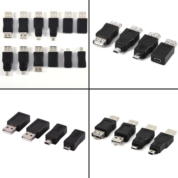 12-pakning USB2.0-adaptere: Mikro/Mini hann til hunn-konvertere