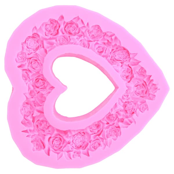 Silikon Rose Kakeform Hjerte Krans Form 3D Rose Bakeform for Bryllup Bursdagsfest Jubileum