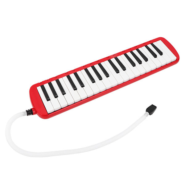 37 pianotangenter Melodica musikinstrument för nybörjare med bärväska (röd)