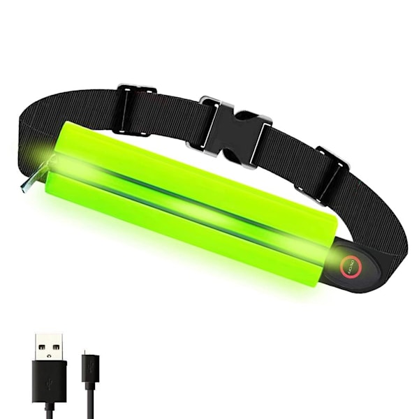 Justerbar LED Löparväska USB Uppladdningsbar LED Reflexväska med Dragkedja för Cykling och Vandring Midjeväska