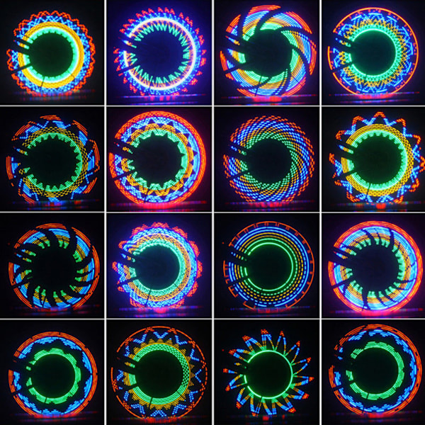 32LED cykellys eger lys dobbeltsidet farverige hjul cykel advarselslampe multi mønster lanterne