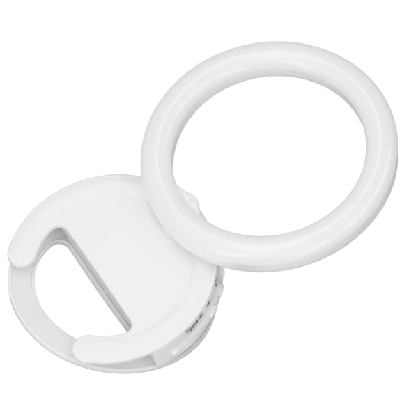 Clip On Ring Light for Telefon 180 Graders Rotasjon 3 Farger LED Selfie Ring Light for Telefon Nettbrett Laptoper Hvit