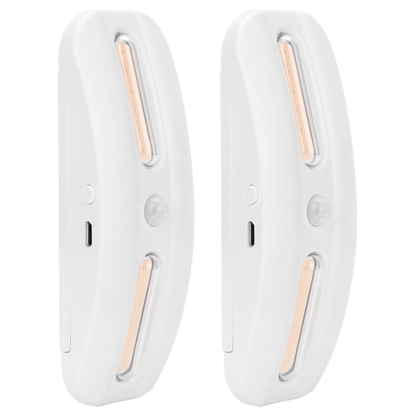 Husholdning 2COB USB nattlys Human Body Induction Lampe for Garderobe Skap Korridor Lilla Lys + Hvit Lys