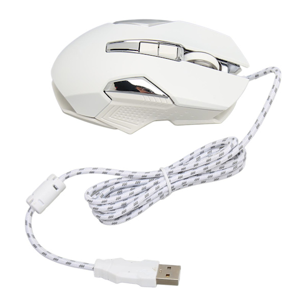 RGB Gaming Mouse Multifunktion Ergonomisk 7200 DPI trådbunden optisk spelmus med programmerbara knappar och bakgrundsbelysningsläge Vit
