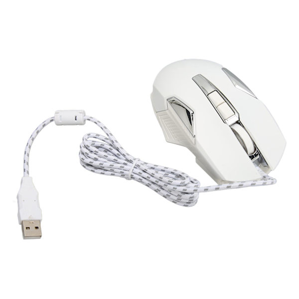 RGB Gaming Mouse Multifunktion Ergonomisk 7200 DPI trådbunden optisk spelmus med programmerbara knappar och bakgrundsbelysningsläge Vit